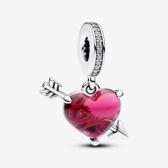 Pandora Jewelry - Red Heart & Arrow Murano Glass Dangle Charm